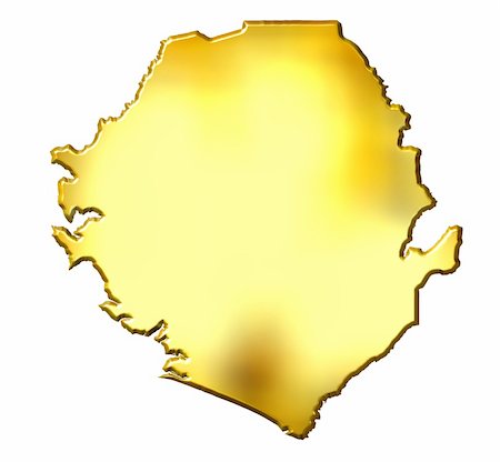 simsearch:400-05120182,k - Sierra Leone 3d golden map isolated in white Photographie de stock - Aubaine LD & Abonnement, Code: 400-05120268