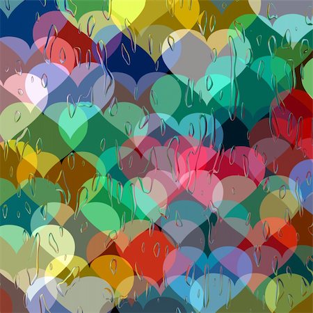 Water drops on a texture of many colorful hearts Stock Photo - Budget Royalty-Free & Subscription, Code: 400-05120325