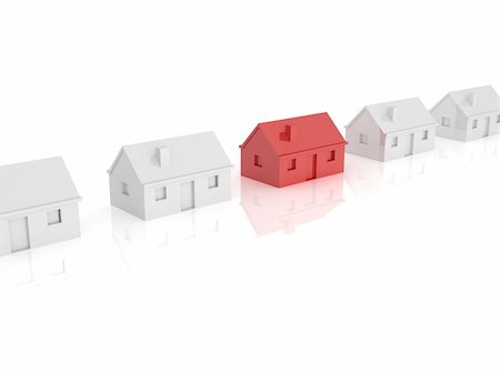 simsearch:400-07466067,k - 3d render of a row gray houses with red house. Stock Photo - Budget Royalty-Free & Subscription, Code: 400-05120371