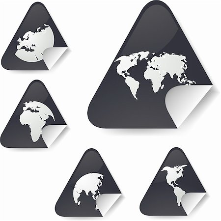 World map icons on triangle sticker shapes Stock Photo - Budget Royalty-Free & Subscription, Code: 400-05120577