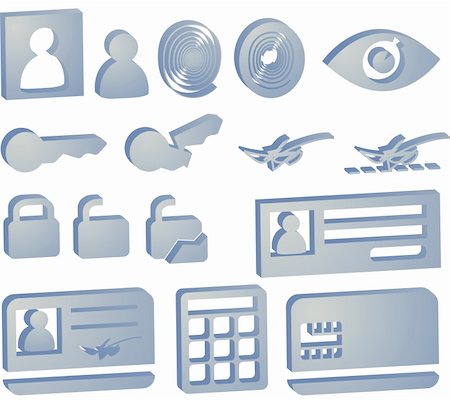 simsearch:400-05717632,k - Security icon button illustration set, 3d style look Stock Photo - Budget Royalty-Free & Subscription, Code: 400-05120588
