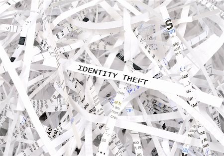 simsearch:700-00166428,k - Identity theft text surrounded by shredded paper. Great concept for information protection Stock Photo - Budget Royalty-Free & Subscription, Code: 400-05120923