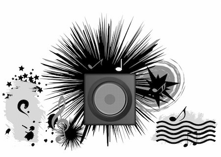 simsearch:400-04659104,k - abstract illustration music conceptual, black objects clip art , white isolated Photographie de stock - Aubaine LD & Abonnement, Code: 400-05121348