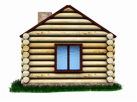 simsearch:400-07627350,k - 3d illustration of small wooden house over white background Foto de stock - Super Valor sin royalties y Suscripción, Código: 400-05121709