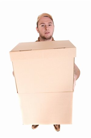 simsearch:400-04153946,k - delivery man with a package on white background Photographie de stock - Aubaine LD & Abonnement, Code: 400-05122255