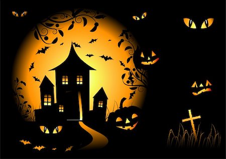 simsearch:400-04267920,k - Halloween night background, vector illustration Foto de stock - Super Valor sin royalties y Suscripción, Código: 400-05122667