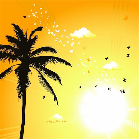 Tropical sunset, palm trees Stock Photo - Budget Royalty-Free & Subscription, Code: 400-05122681