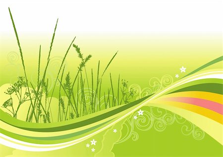 simsearch:400-04525489,k - grass, flowers and abstract lines background / vector illustration Layers are separated! A4/ vector cmyk Stock Photo - Budget Royalty-Free & Subscription, Code: 400-05122701