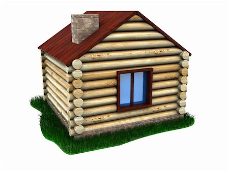 simsearch:400-07627350,k - 3d illustration of small wooden house with grass, over white background Foto de stock - Super Valor sin royalties y Suscripción, Código: 400-05123044