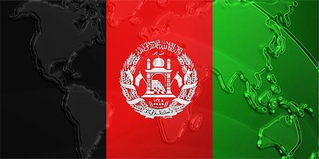 simsearch:400-05123274,k - Flag of Afghanistan, national country symbol illustration with world map, metallic embossed look Photographie de stock - Aubaine LD & Abonnement, Code: 400-05123197