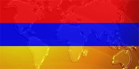 simsearch:400-05123275,k - Flag of Armenia, national symbol illustration clipart with world map, metallic embossed look Stock Photo - Budget Royalty-Free & Subscription, Code: 400-05123206