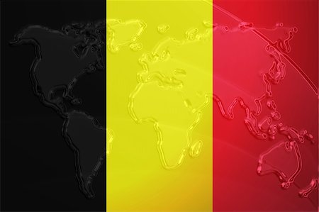 simsearch:400-05123274,k - Flag of Belgium, national symbol illustration clipart with world map, metallic embossed look Photographie de stock - Aubaine LD & Abonnement, Code: 400-05123217