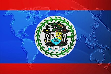 simsearch:400-05123274,k - Flag of Belize, national country symbol illustration with world map, metallic embossed look Photographie de stock - Aubaine LD & Abonnement, Code: 400-05123218