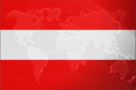 simsearch:400-05123274,k - Flag of Austria, national country symbol illustration with world map, metallic embossed look Photographie de stock - Aubaine LD & Abonnement, Code: 400-05123210