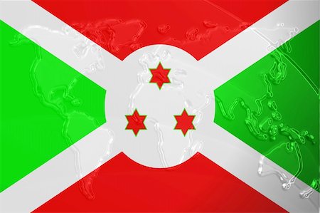 simsearch:400-05123275,k - Flag of Burundi, national country symbol illustration with world map, metallic embossed look Stock Photo - Budget Royalty-Free & Subscription, Code: 400-05123237