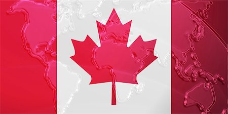simsearch:400-05123275,k - Flag of Canada, national country symbol illustration with world map, metallic embossed look Stock Photo - Budget Royalty-Free & Subscription, Code: 400-05123241