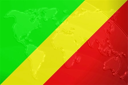 simsearch:400-05123275,k - Flag of Congo, national country symbol illustration with world map, metallic embossed look Stock Photo - Budget Royalty-Free & Subscription, Code: 400-05123256