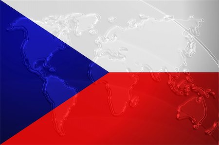 embossed - Flag of Czechoslovakia, national symbol illustration clipart with world map, metallic embossed look Stock Photo - Budget Royalty-Free & Subscription, Code: 400-05123275