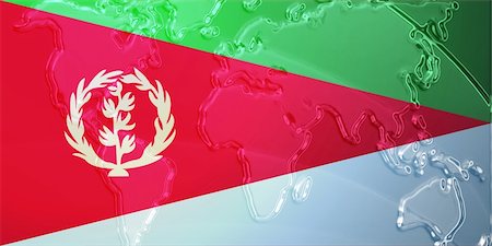 simsearch:400-05123275,k - Flag of Eritrea, national country symbol illustration with world map, metallic embossed look Stock Photo - Budget Royalty-Free & Subscription, Code: 400-05123289