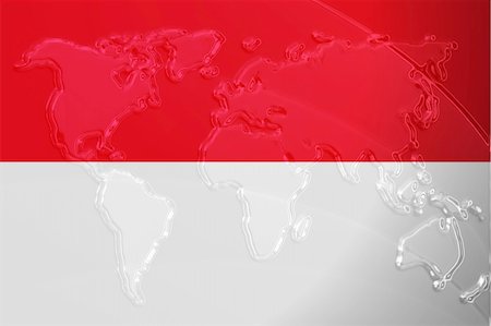 simsearch:400-05123275,k - Flag of Indonesia, national country symbol illustration with world map, metallic embossed look Stock Photo - Budget Royalty-Free & Subscription, Code: 400-05123319