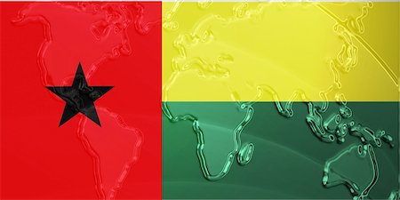 simsearch:400-05123275,k - Flag of Guinea Bissau, national country symbol illustration with world map, metallic embossed look Stock Photo - Budget Royalty-Free & Subscription, Code: 400-05123312