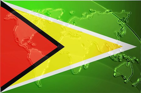 simsearch:400-05123275,k - Flag of Guyana, national country symbol illustration with world map, metallic embossed look Stock Photo - Budget Royalty-Free & Subscription, Code: 400-05123313