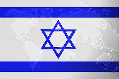 simsearch:400-05123275,k - Flag of Israel, national country symbol illustration with world map, metallic embossed look Stock Photo - Budget Royalty-Free & Subscription, Code: 400-05123324