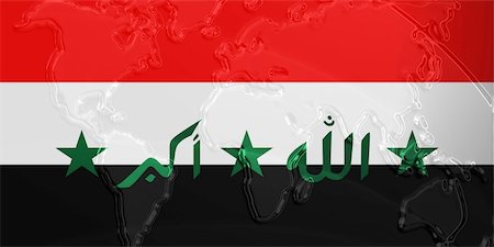 simsearch:400-05123275,k - Flag of Iraq, national country symbol illustration with world map, metallic embossed look Stock Photo - Budget Royalty-Free & Subscription, Code: 400-05123321