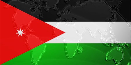 simsearch:400-05123275,k - Flag of Jordan, national country symbol illustration with world map, metallic embossed look Stock Photo - Budget Royalty-Free & Subscription, Code: 400-05123386