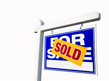 Blue Sold For Sale Real Estate Sign Isolated on White. Stock Photo - Budget Royalty-Free & Subscription, Code: 400-05123466