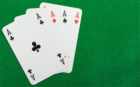 simsearch:400-04401278,k - four ace.Playing cards on a green background. Poker cards Photographie de stock - Aubaine LD & Abonnement, Code: 400-05123536