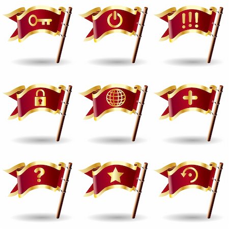Web icons on royal vector flag button Stock Photo - Budget Royalty-Free & Subscription, Code: 400-05123656