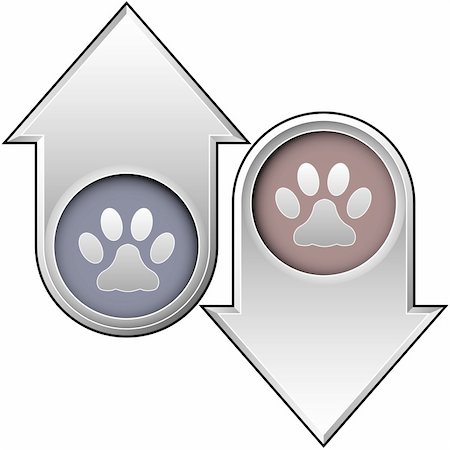 Paw print icon on up and down arrow buttons Stock Photo - Budget Royalty-Free & Subscription, Code: 400-05123828