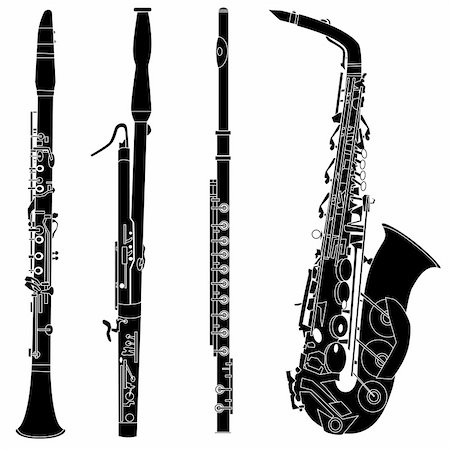 recordar - Woodwind musical instruments set in detailed vector silhouette Stock Photo - Budget Royalty-Free & Subscription, Code: 400-05123833