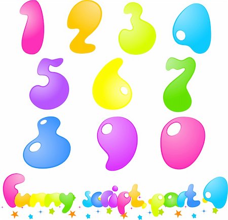 simsearch:400-04258698,k - Funny font, alphabet, numbers, isolated on white, vector. You can easily change the color of the letters Stock Photo - Budget Royalty-Free & Subscription, Code: 400-05134015