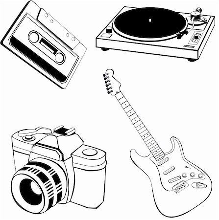 vector collection of different object (music and photography) Stock Photo - Budget Royalty-Free & Subscription, Code: 400-05134011