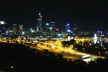 Perth City Skyline at Night Western Australia Stock Photo - Budget Royalty-Free & Subscription, Code: 400-05134219