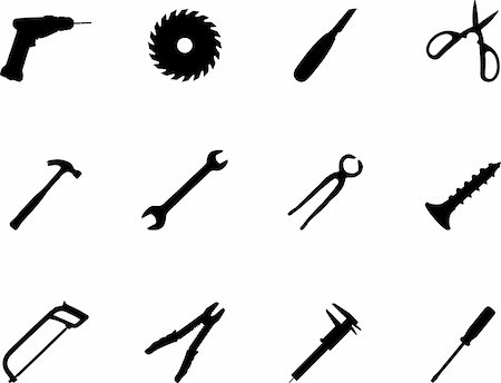 silhouette as carpenter - Set icons. Tools. Similar images can be found in my gallery. Stock Photo - Budget Royalty-Free & Subscription, Code: 400-05134600
