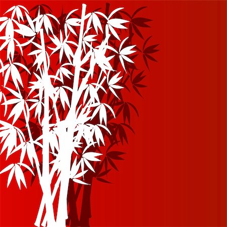vector illustration of bamboo on red Stockbilder - Microstock & Abonnement, Bildnummer: 400-05134641