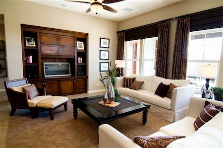 Beautiful large executive home living room area Stock Photo - Budget Royalty-Free & Subscription, Code: 400-05134679