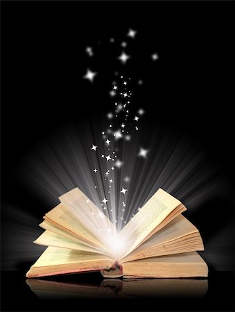 spell book - Open book magic on black Stock Photo - Budget Royalty-Free & Subscription, Code: 400-05134704