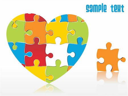 simsearch:400-05288074,k - abstract vector heartshape puzzle integration Stock Photo - Budget Royalty-Free & Subscription, Code: 400-05135081