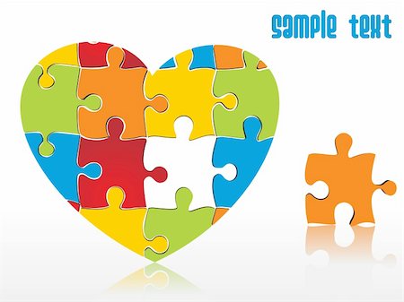 simsearch:400-08096963,k - abstract vector heartshape puzzle integration Fotografie stock - Microstock e Abbonamento, Codice: 400-05135081