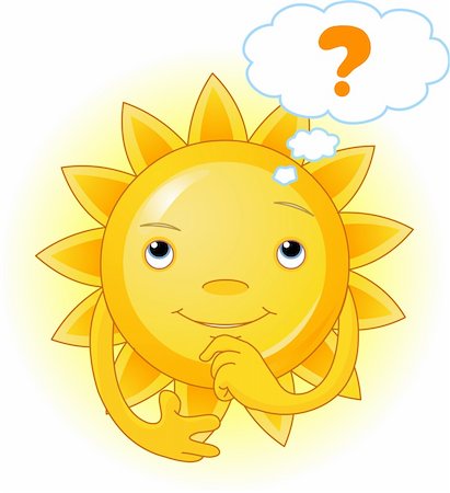 simsearch:400-04112163,k - Cartoon Character  of Cute Summer Sun thinking Stock Photo - Budget Royalty-Free & Subscription, Code: 400-05135205