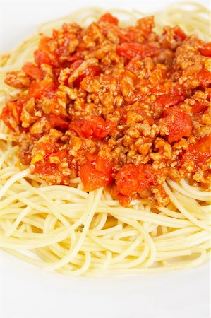 simsearch:400-05098291,k - Spaghetti with tomato sauce and meat just for eating. Shallow depth of field Stock Photo - Budget Royalty-Free & Subscription, Code: 400-05135315