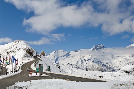 sky view mountain road winter - Grossglockner high alpine road, National Park Hohe Tauern, Austria Stock Photo - Budget Royalty-Free & Subscription, Code: 400-05135649