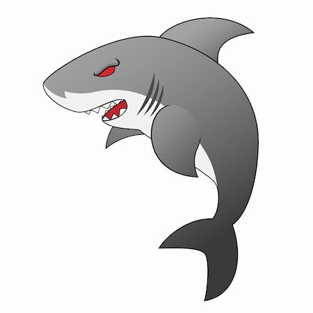 simsearch:400-05680840,k - Illustration of An Angry Looking Cartoon Shark Stock Photo - Budget Royalty-Free & Subscription, Code: 400-05135703