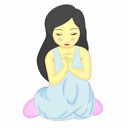 Illustration of A Cute Little Pretty Girl Kneeling and Praying Stock Photo - Budget Royalty-Free & Subscription, Code: 400-05135715