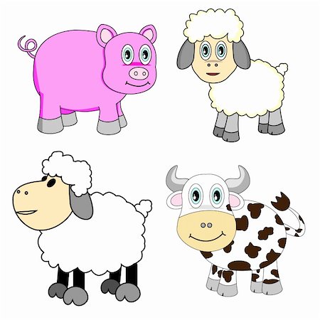 Illustration Of  Cute Farm Animals Set Fotografie stock - Microstock e Abbonamento, Codice: 400-05135758