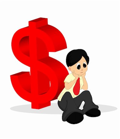 simsearch:400-06952074,k - Illustration Of   A Man in Shirt Looking Worried with Money Sign At the Back Fotografie stock - Microstock e Abbonamento, Codice: 400-05135759